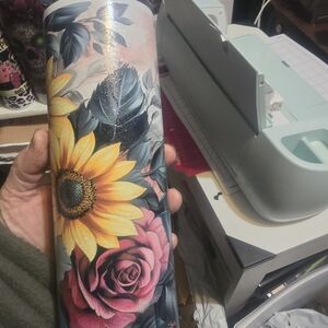 Floral Tumbler with Sunflower and Rose